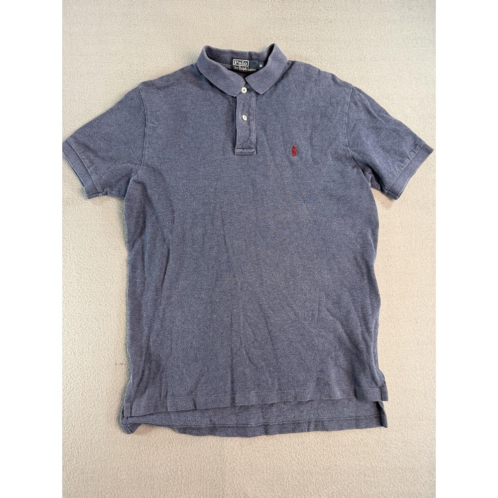 VTG Polo By Ralph Lauren Polo Shirt Mens M Blue Classic‎ Cotton Knit Red Pony